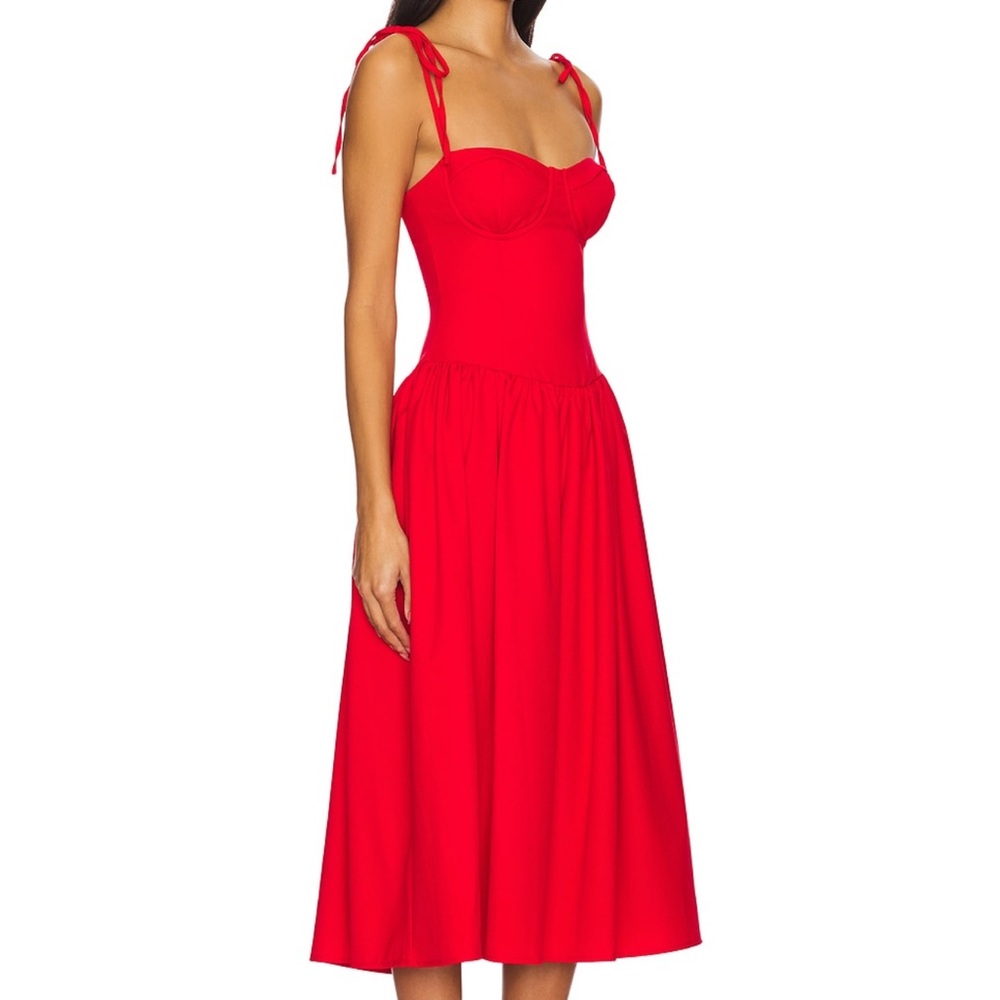 Theresa Midi Corset Dress in Red